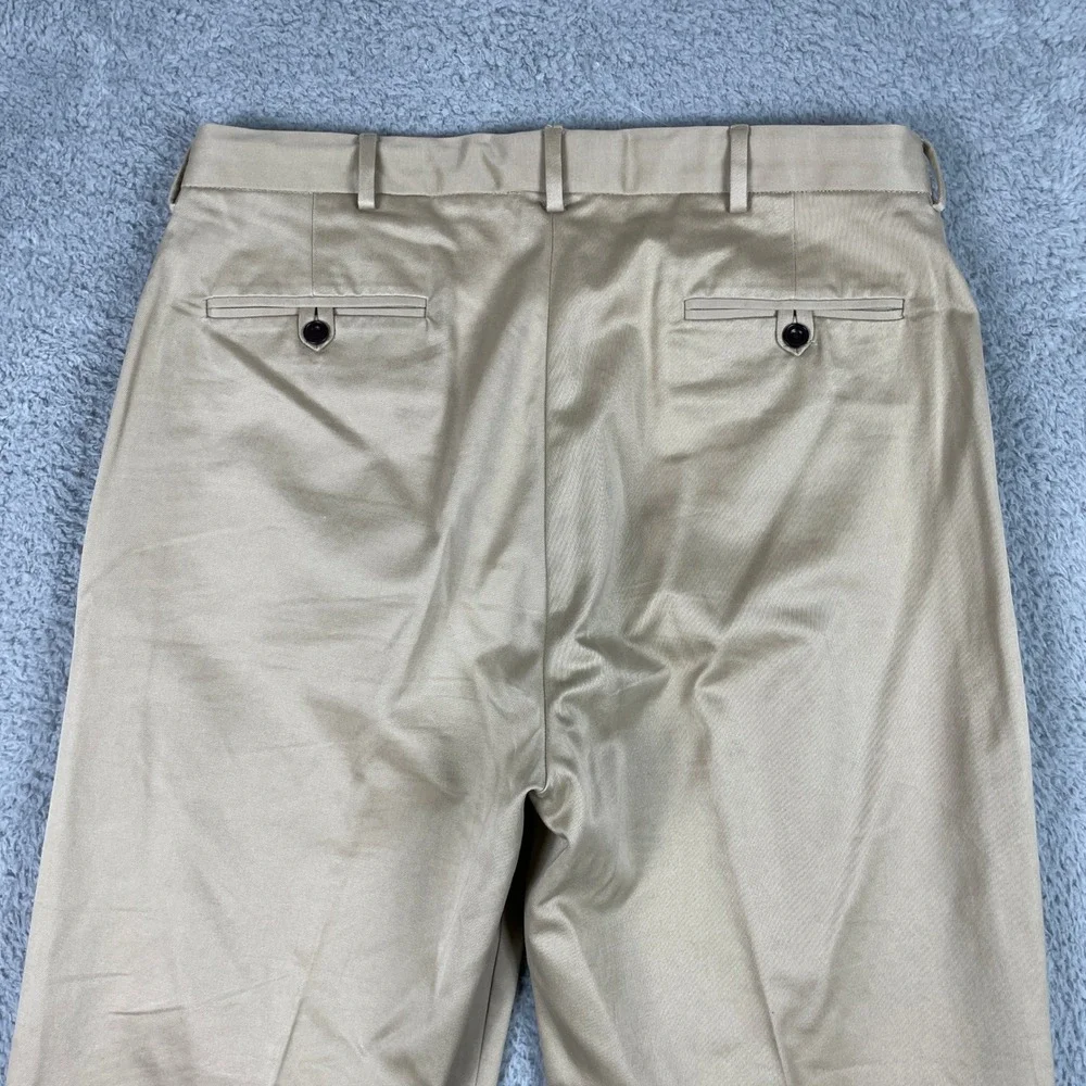 VTG Polo Ralph Lauren Double Pleated Chino Pants Mens 36R (Fits 34x31) Tan Khaki - Picture 4 of 9